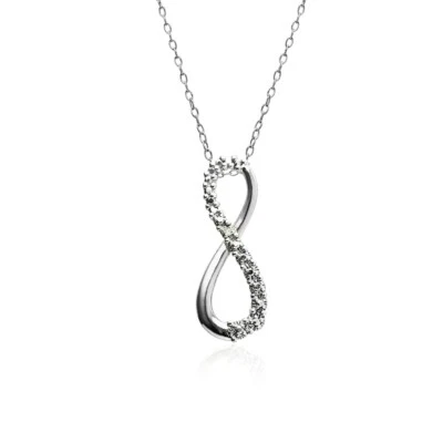 Sterling Silver Diamond Accent Infinity Necklace, 18 Inches - Image 1 of 3