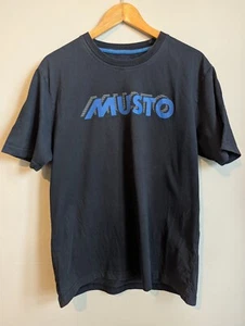 Musto Mens Graphic T Shirt Navy Blue Large Spell Out Logo Size Large - Picture 1 of 4