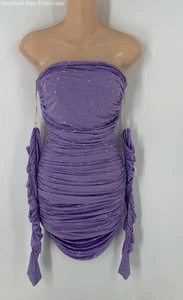 Alex Perry Purple Ruched Off The Shoulder Party Cocktail Mini Womens Dress 6 - Picture 1 of 4