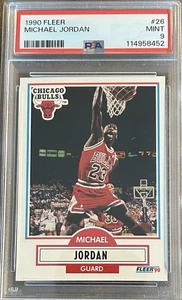 1990 Fleer Michael Jordan 🔥 Error - No Line On Back 🔥 #26 PSA 9 RARE MINT GOAT - Bild 1 von 2
