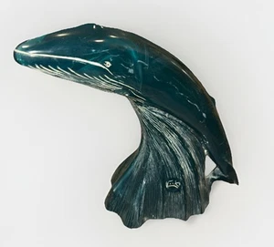 Vintage Whale Sculpture G H COOK COMPANY Figurine - Green Marble - Picture 1 of 5