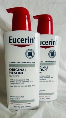 Lote 2 - Eucerin Original Loción Curativa Piel Extremadamente Seca Sin Fragancia 16.9oz Foto 1 de 4