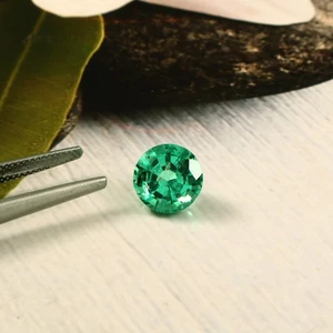 3.10 CT Ethical Green Colombian Emerald Loose Gemstone Round For Engagement Ring - Picture 1 of 5
