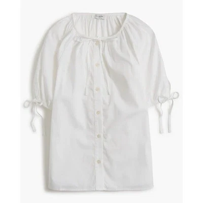 Top de popelina de algodón J.Crew manga corbata botones delantero talla XXL 1x 2x Plus Foto 1 de 4