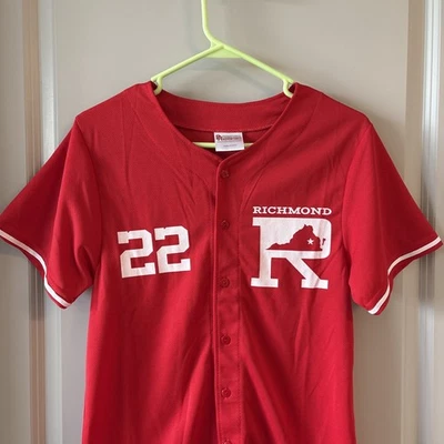 Richmond Flying Squirrels Baseball Jersey Red Throwback Logo #22 Youth M MiLB VA - Image 1 of 4