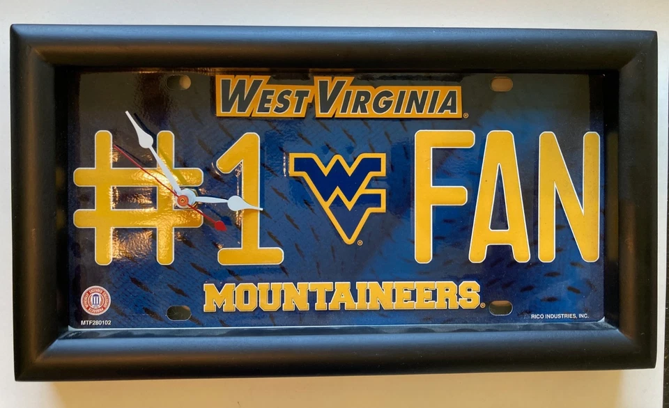 West Virginia Mountaineers # 1 Ventilador Cuarzo Placa Reloj - Probado y Funciona Foto 1 de 4