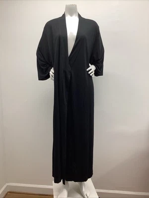 Natori черный халат и платье атласные карманы SZ XL, отсутствует подпоясанный. - Изображение 1 из 4