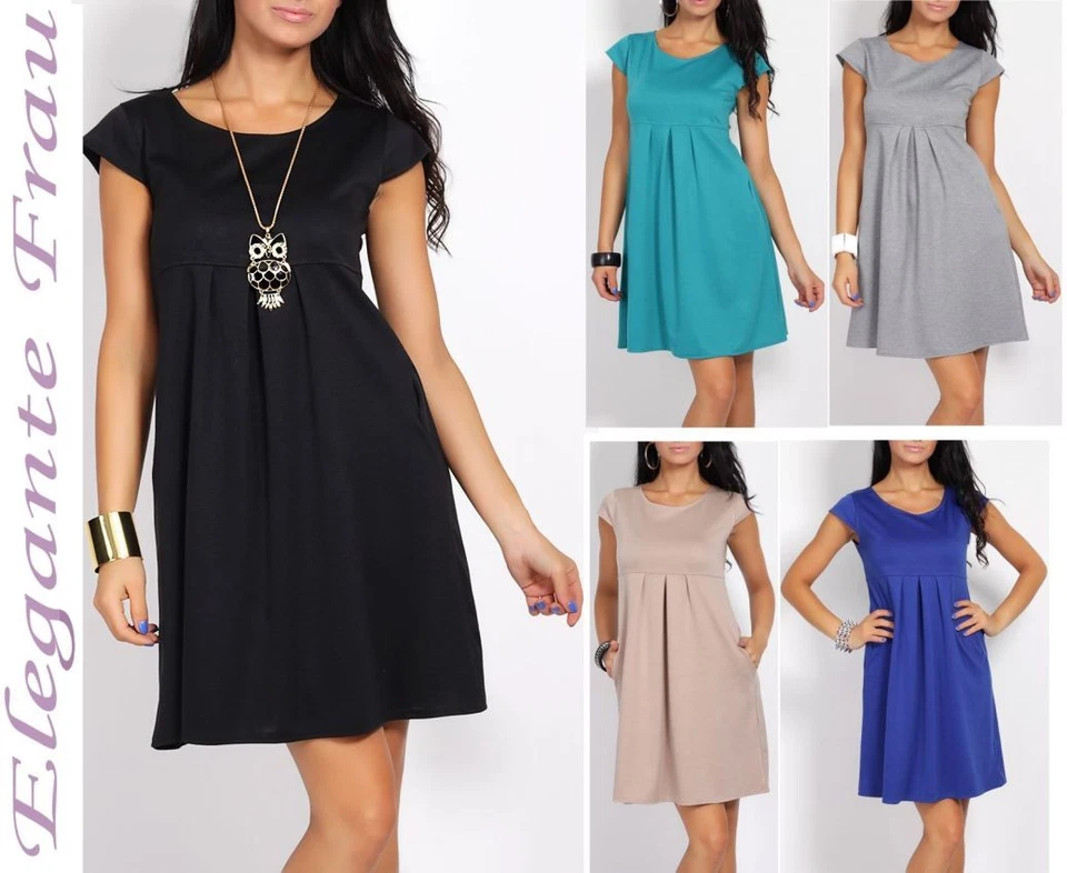 UMSTANDSKLEID, SCHICKES ELEGANTES KLEID Kurzarm Shirt Shirtkleid für Leggings - Bild 1 von 1