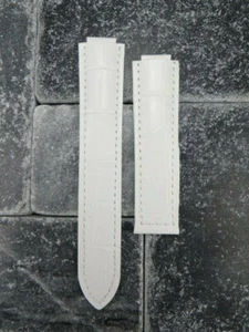 Neu 20mm Lederband weiß Uhrenarmband CARTIER Ballon Bleu Einzelfaltung groß - Bild 1 von 6