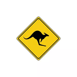 Kangaroo Xing With Graphic Diamond Sign Crossing Road Street Aluminum Metal Sign - Picture 1 of 1