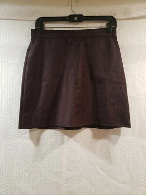 United Colors of Benetton Sz 12 (EU 44) Red & Black Pinstripe Italian Wool Skirt - Image 1 of 4
