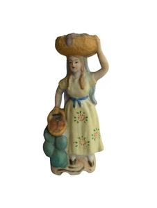 Vintage Porzellan Figur Dame Trage Korb 40er-50er Jahre besetzt Japan 6,25" - Bild 1 von 7