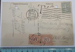 NIZZA 1924_ 2 SEGNATASSE su CARTOLINA VIAGGIATA per SEISER ALM - ALPE di SIUSI - Bild 1 von 2