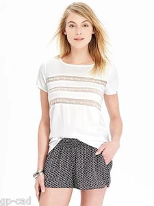 NUEVO CON ETIQUETAS ANTIGUA MALLA MARINA CORTE BLANCO TOP BLUSA HI-LO DOBLADILLO DE DELFÍN TALLA MEDIANA - Imagen 1 de 1