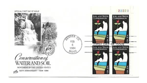 2074 Soil and Water Conservation, ArtCraft plate block FDC - Picture 1 of 1