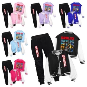 Boys Roblox Print Jacket Sweatshirt Tops Trousers Casual Baseball Jacket Xmas UK - Picture 1 of 17