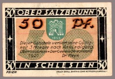 #33765 SALZBRUNN Germany. Banknote notgeld 50 Pfennig. - Image 1 of 2