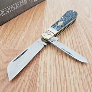 Rough Ryder Buckshot Half Hawk Pocket Knife 440A Steel Blades Bone Handle 2324 - Picture 1 of 13