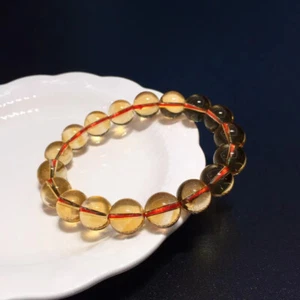 11mm Natural Yellow Citrine Quartz Crystal Round Beads Bracelet AAA - Picture 1 of 6