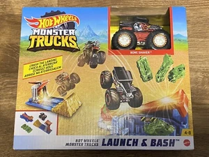 Hot Wheels Monster Trucks Launch and Bash Playset Bone Shaker Toys NEW - Picture 1 of 4