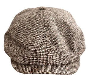 Mens Flat Caps Herringbone Linen Wool Tweed Blend Baker Boy Gatsby Newsboy Hat - Picture 1 of 10