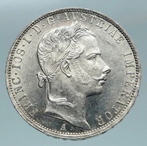 1858 AUSTRIA w KING FRANZ JOSEPH I Vintage Eagle Old Silver Florin Coin i84633 - Picture 1 of 3