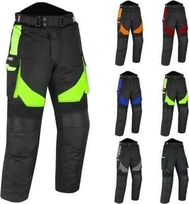 NEW Motorcycle Motorbike Waterproof Cordura Textile Trousers Pants CE Armours UK - Image 1 of 2