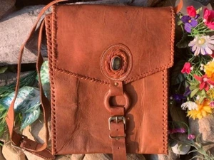 Labradorite Leather Crossbody Purse,Genuine Brown Leather,Stone Purse, Crossbody - Picture 1 of 7