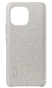 Original Xiaomi Mi 11 Pattern Vegan Leather Case Cover Stoffmuster grau - Bild 1 von 2