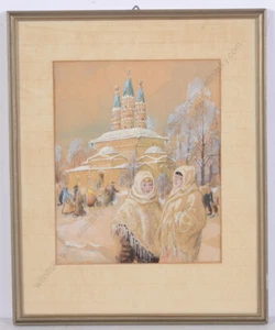 Julius Paul Junghanns (1876-1953) "Russian winter scene" watercolor, 1900/04 (m) - Picture 1 of 12