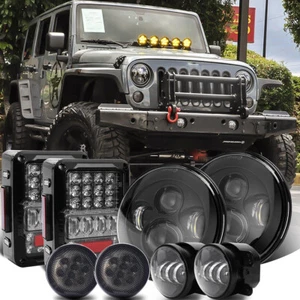 For Jeep Wrangler JK 07-2018 Combo 7" LED Headlights / Fog+Turn+Tail Lights Kit - Bild 1 von 21