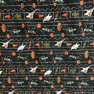 Halloween Craft Fabric Panel Pumpkin Ghost Bat Skeleton Cat 47.5'' x 42.5'' - Image 1 of 4