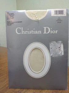 Vtg Christian Dior Ultra Sheer CT Pantyhose SF Abstract Lily Pearls Ivory Size 3 - Picture 1 of 11