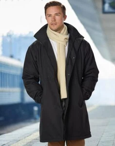Mens Oxford Shell Jacket, Fleece Longline Jacket,MENS LONGLINE STADIUM JACKET - Picture 1 of 8