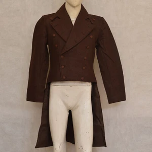 Cappotto doppiopetto georgiano lana marrone nuovo, Gentleman Regency Tailcoot - Foto 1 di 5
