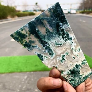 94G Fetta di Agata Muschio Naturale Cristallo Quarzo Minerale Decorare Energia Guarigione - Foto 1 di 23