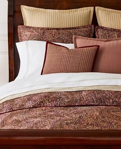 Ralph Lauren Hallie Paisley Reversible Comforter 3 Pcs Set Cotton Tan $430 King - Picture 1 of 5