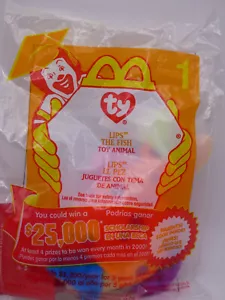 Ty - McDonalds Teenie Beanie Babies - 2000 - #1 Lips the Fish - Imagen 1 de 6