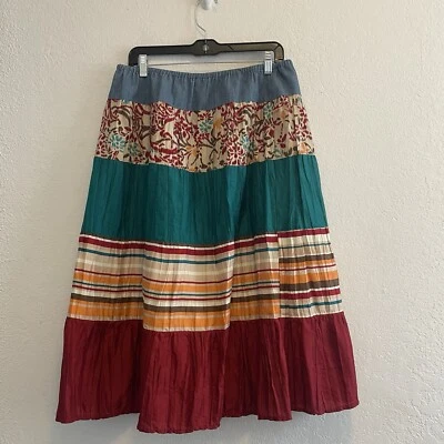 FALDA LARGA BOHEMIA FLORAL MULTICOLOR LÍNEA A CASUAL KATE HILL TALLA L Seda Foto 1 de 4