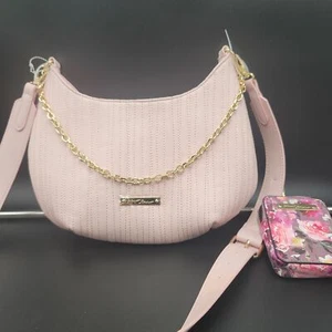 Betsey Johnson Dalton Crossbody Pink Quilted Swag Chain Bag Pouch Purse XODALTON - Picture 1 of 6