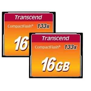 2 Pack Transcend 16GB 133x Compact Flash 16 GB CF Memory Card - Picture 1 of 3