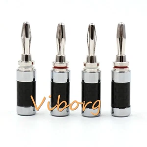 8PCS Lautsprecher Kabel Banane Stecker Kohlefaser Stecker Stecker HIFI DIY - Picture 1 of 6