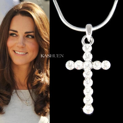 Kreuz mit Swarovski Kristall Katolisch Lord Jesus Religiös Halskette Schmuck - Bild 1 von 4