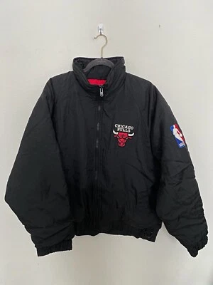 Vintage Chicago Bulls Pro Player NBA Black Jacket Puffer Mens M Michael Jordan - Image 1 of 4