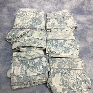 Waverly Full Flat Sheet & 4 Pillowcase Blue Toile Ruffle Edge - Picture 1 of 6