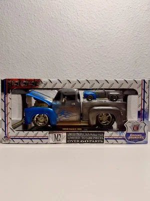 M2 Machines 1956 Ford F-100 Ground Pounders Chase 1:24 Blue Flames 5,000 Pcs - Image 1 of 4