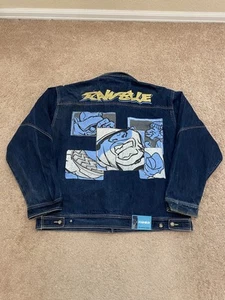 Vintage Y2K 2000s RAW BLUE Embroidered Hip Hop Denim Jean Jacket Size XL Baggy - Picture 1 of 7