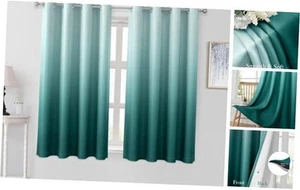 Teal Ombre Blackout Curtains 52 X 63 Inch Length Gradient Room Darkening - Picture 1 of 7