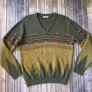 Suéter De Colección Mezcla de Lana de Alpaca Hombres S M Pullover Top Cuello en V Mangas Largas Abuelo - Imagen 1 de 6