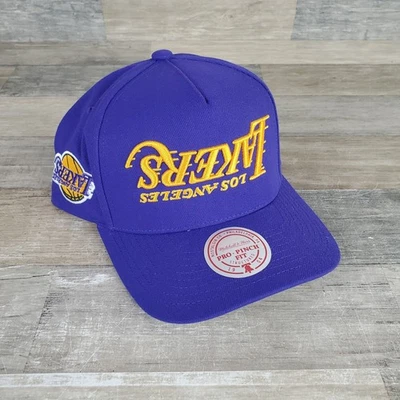 Mitchell & Ness Los Angeles Lakers Gorra Snapback Al revés Logo Gorra NUEVO Foto 1 de 4